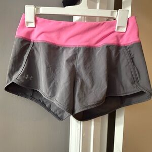 Under Armour Gray Athletic Shorts with Pink Waistband